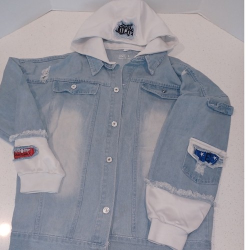 JOJO's Bizarre Adventure Jacket Unisex Blue Jeans Size Large - Picture 8 of 10