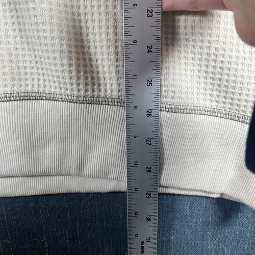 HM Mens Sweater Ivory Waffled Long Sleeve Pullover Loose Fit Size M Polyester - Picture 4 of 11