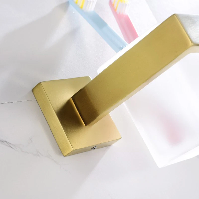 Bathroom Wall mounted Stainless Tumbler Toothbrush Cup Holder Set Brushed Gold - Image 4 of 4