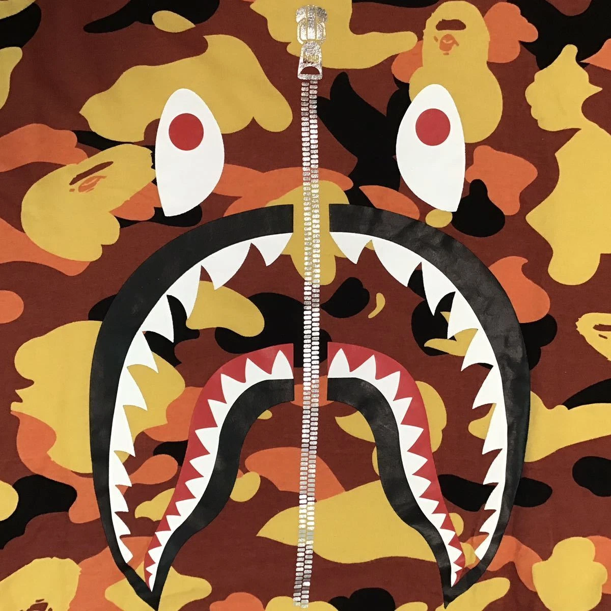 🔥 2XL 🔥 BAPE orange camo shark T-shirt A Bathing Ape Size XXL | eBay