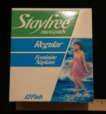 1985 Stayfree Maxi Pads Feminine Napkins Sealed Box Of 12 - Great Condition RARE
