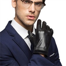 Men's Lambskin Leather Gloves For Winter Motorcycle Bike Driving Gloves