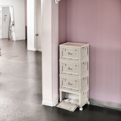 Xcase 2er Set 2er-Set Aufbewahrungsbox mit Deckel und MDF Ablage 30L,wheel