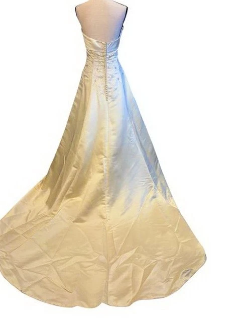 Vestido de novia sin tirantes bordado champán Demetrios talla 14 $999 Foto 2 de 4