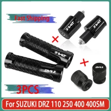 Black Handle Grips Handle Bar End Cap Tire Valve For SUZUKI DRZ 110 250 400SM