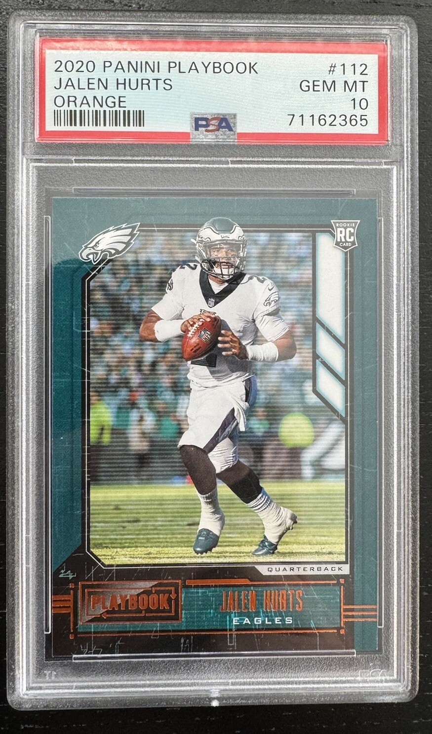 2020 Panini Playbook Jalen Hurts Orange Rookie #112 PSA 10