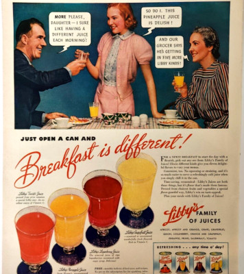 Libbys Breakfast Juices Vintage 1940 Ad Magazine Print
