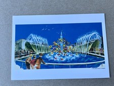 THE DISNEY GALLERY DISNEYLAND 40th exhibit postcard TOMORROWLAND ENTRY FOUNTAINS