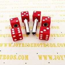 Hot Rod / Custom Dice Door Lock Knobs & Valve Cap Kit - RED
