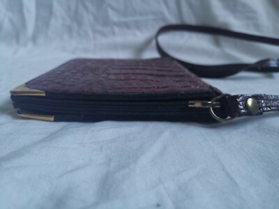 Sac à Bandoulière Vintage Femme Bordeaux - 19x13 Cm - Cuir Synthétique - Initiales NP - Occasion