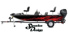 Geometric Distressed Dark Red Spots Fish Bass Boat Black Decal Wrap USA Vinyl