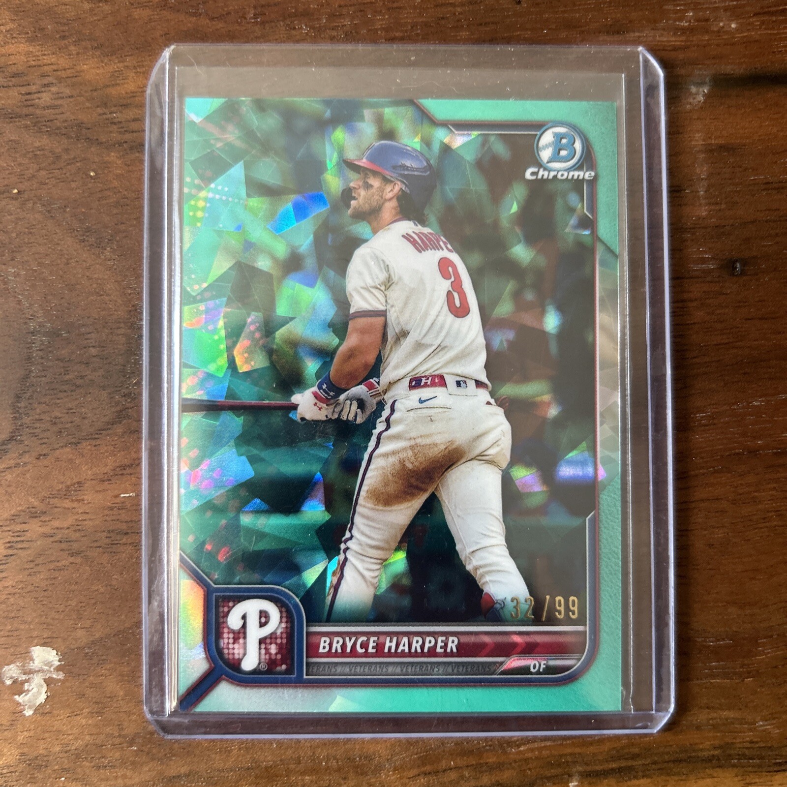 2022 Bowman Chrome Sapphire Bryce Harper #46 Aqua Refractor /99 Phillies