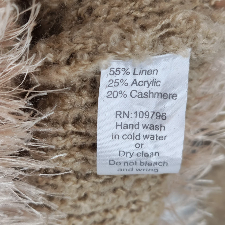Pretty Angel Cárdigan Penny Lane Talla L L L L Lino Cachemira Piel Borde Marrón Claro Boho Foto 4 de 4