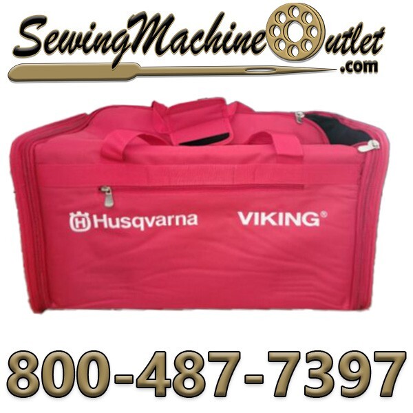 Collapsible Husqvarna Viking Sewing Machine Luggage Red Zippered Bag Tote