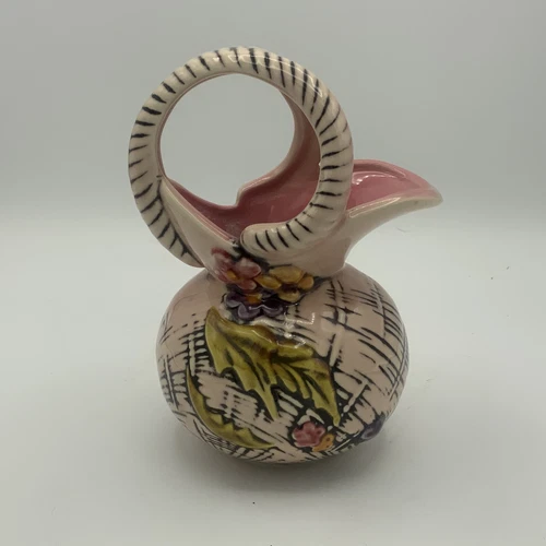 MCM Hull Pottery Blossom Flite Double Handled Pitcher Jug T1 ‘55