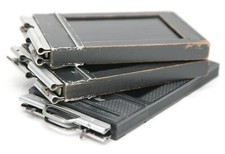 Vintage 2 Wooden Graflex 2-1/4 x 3-1/4"  1 Plastic Fidelity Elite Film Holders.