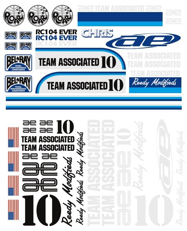 Foglio Decalcomanie (Adesivi) Per Team Associated RC10T - Modello ASC7860
