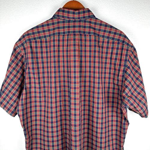 Ralph Lauren Shirt Men Large Orange Blue Plaid Button Up Custom Fit Dress Poplin - Picture 10 of 10