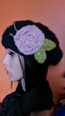 Handgefertigte große gefilzte Blumen Kunst Brosche Vintage Boho, rosa nur so eine