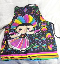 Mandil Mexican Frida Cartoon Character Otomi Cotton Apron w/ Pocket Pattern 3