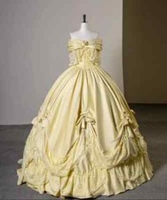 Vintage Yellow Satin Wedding Dresses Ball Gown Sleeveless Ruffles Cubic Floral