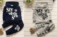 2pcs Toddler Infant Kids Baby Boys Outfits Suits Hooded tops pants Clothes Set