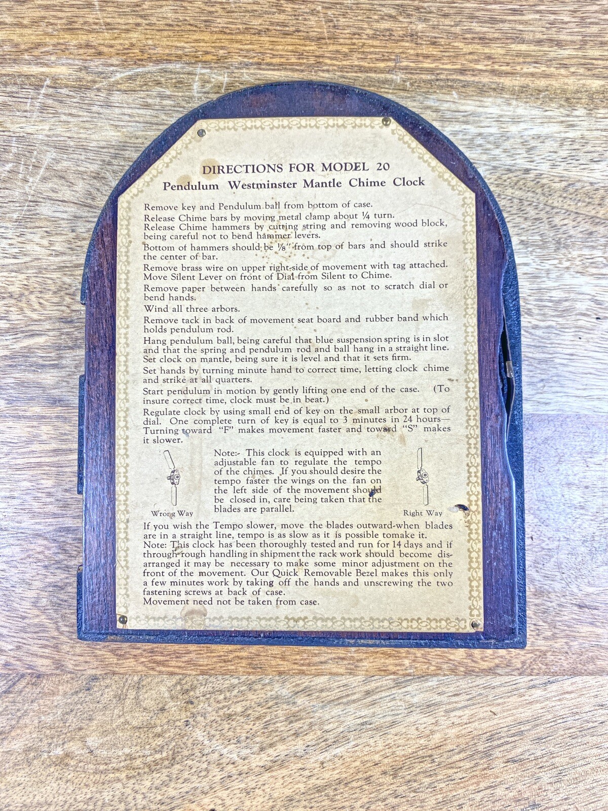 Herschede Model 20 Clock Wooden Back Door    (KD087)