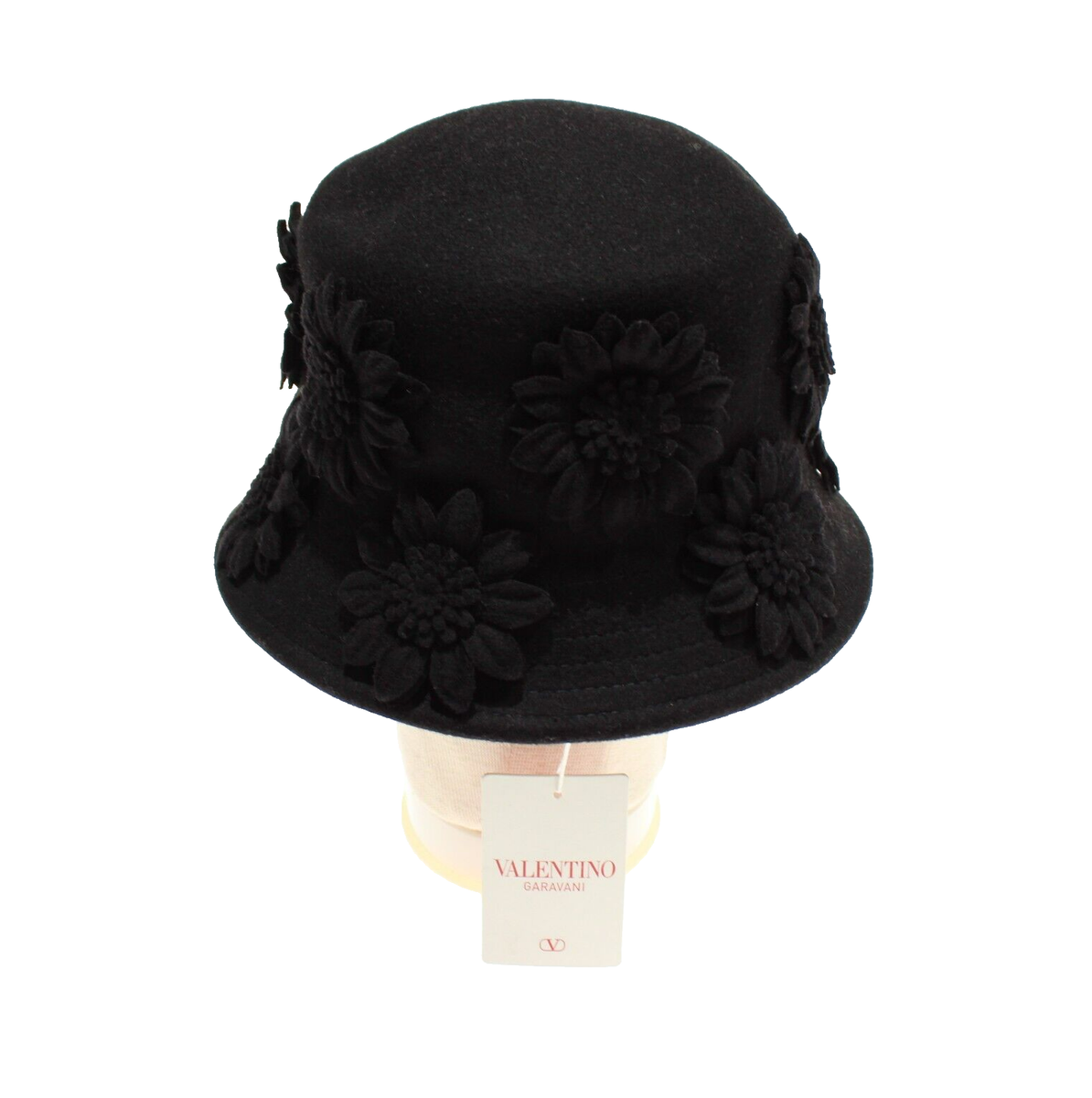 VALENTINO バケットハット Valentino NWT 100% Wool Bucket Hat w/ Flowers Size M 570mm