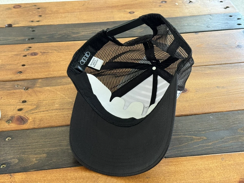 Genuine AUDI Quattro SnapBack Mesh Trucker Hat 5 Panel Cap ACM4902 Black White - Image 3 of 4