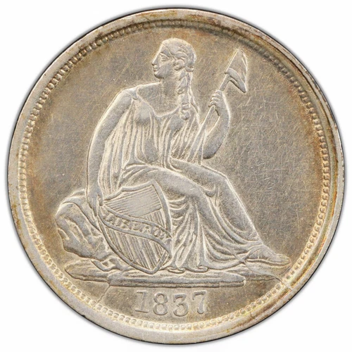 1837 10C Large Date PCGS AU50 Seated Liberty Dime 372724