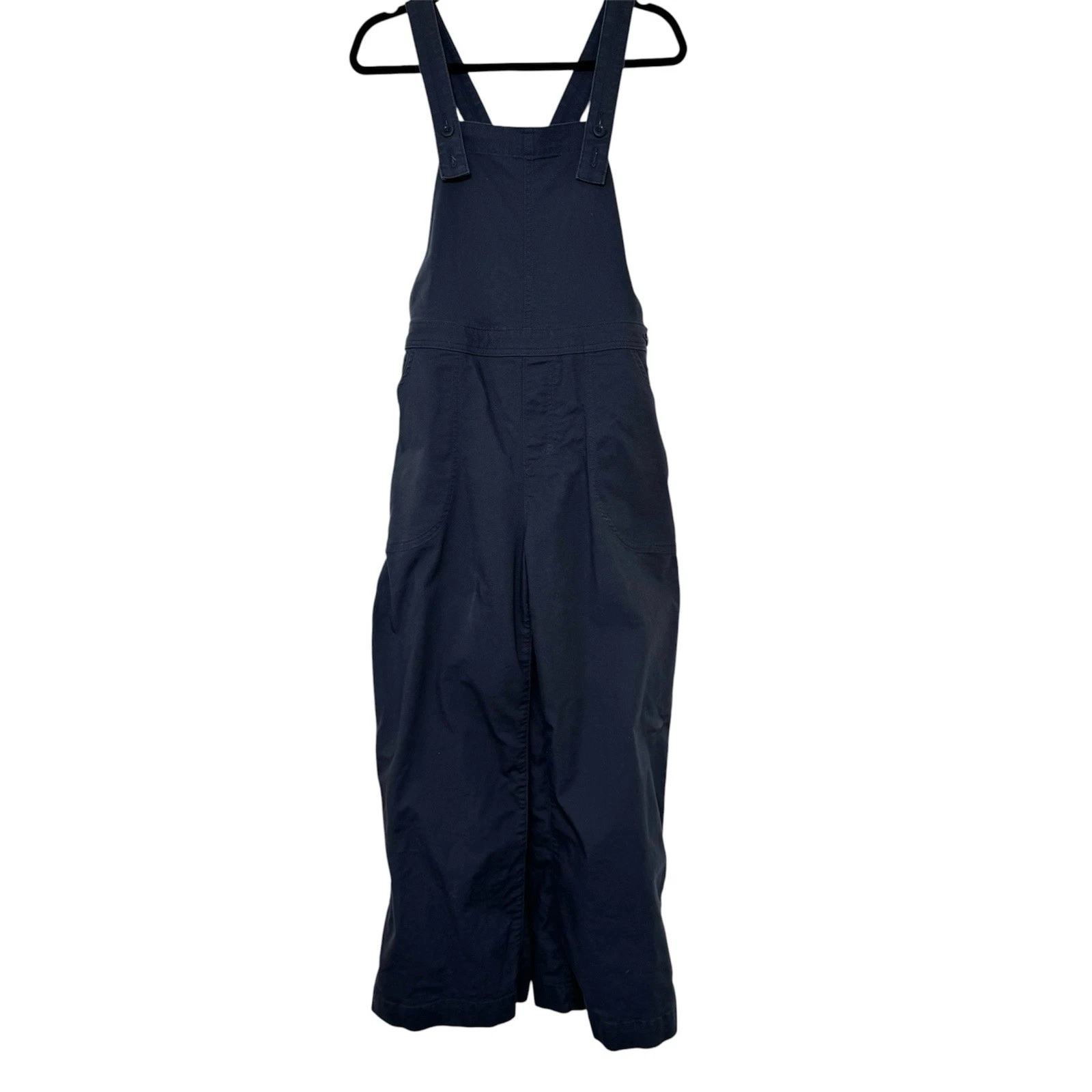 Patagonia Organic Cotton Overalls Womens 6 Blue Wide Leg Cropped Bib Pants