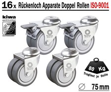 Rückenloch Doppelrollen Transport Lenk Rollen 16x Ø 75mm Br-Le BS-Rollen Germany