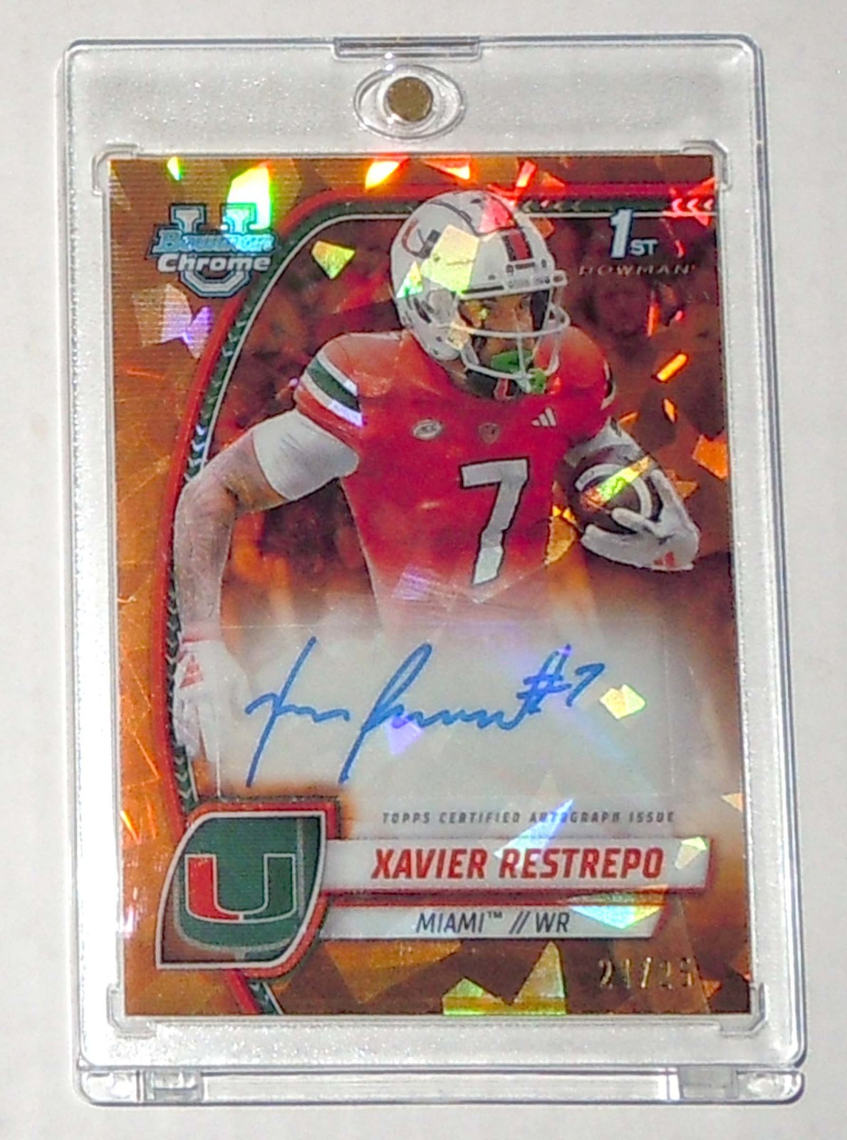 Xavier Restrepo 2024 Bowman University Chrome Sapphire Orange Auto 21/25