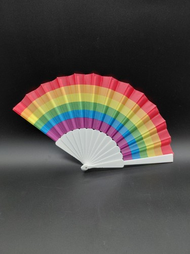 LGBTQ Rainbow Folding Hand Fan Pride Festival Parade Party Accessory 9 Inch Tall