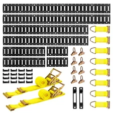 VEVOR E-Track Tie-Down Rail Kit 8 Pcs E Track Rails Include 36 Pcs Accessories