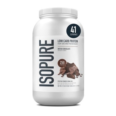 Protein Powder Isopure Whey Isolate Low Carb Dutch Chocolate 3.07 Lb Gluten