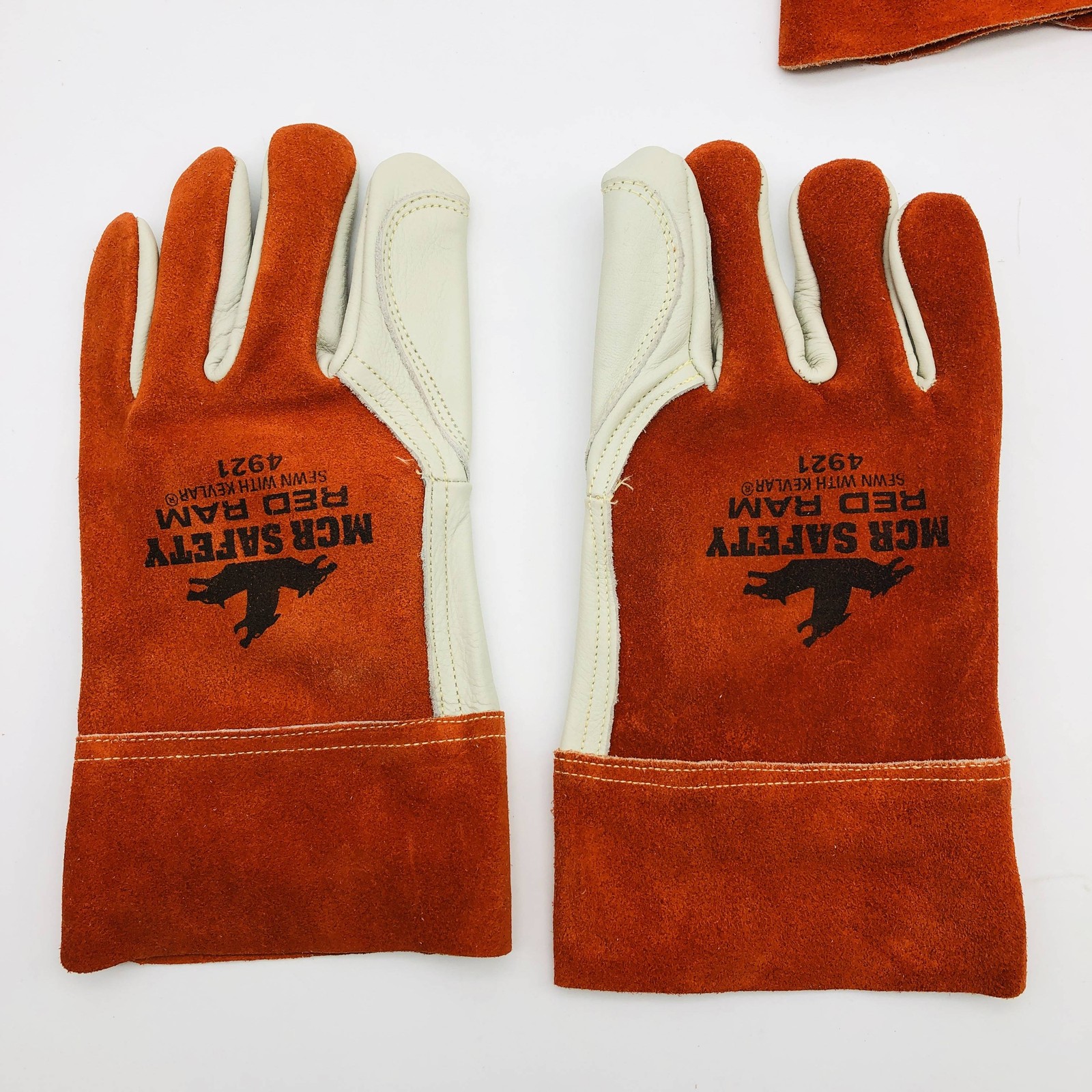 MCR Safety 4921 Welders Leather Gloves Size Large Red Ram Premium Cowhide 2 Pair