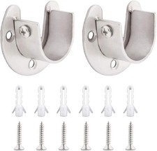 Stainless Steel Closet Rod Holder, Shower Curtain Rod Sockets Rod Flange Shelf B