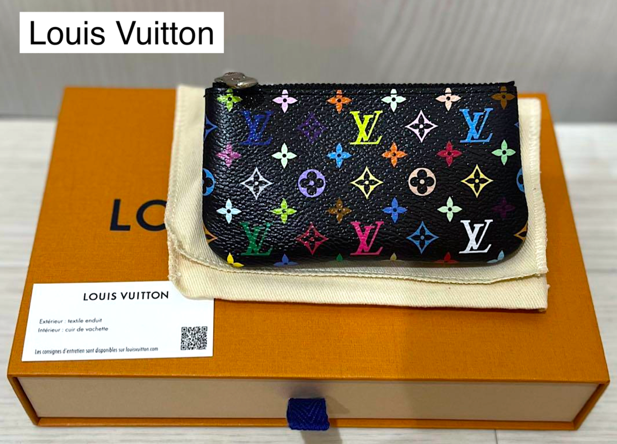 Louis Vuitton Takashi Murakami Black Multicolore Pochette Key Cles