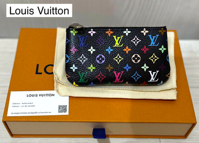 Louis Vuitton Takashi Murakami Black Multicolore Pochette Key Cles