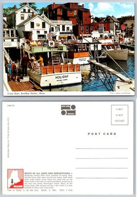 Boothbay Harbor Maine Cruise Boats John Hinde Postcard Vintage 1960s 2ME 33