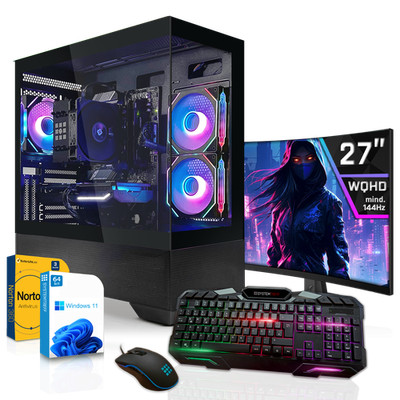 Gamer PC Set Ryzen 7 9850X3D 5060 Ti 8GB 32GB 1TB NVMe Gamer Monitor 69 cm (27 Z