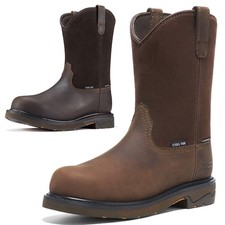 NINGO Men Steel Toe Work Boots Waterproof Cow...