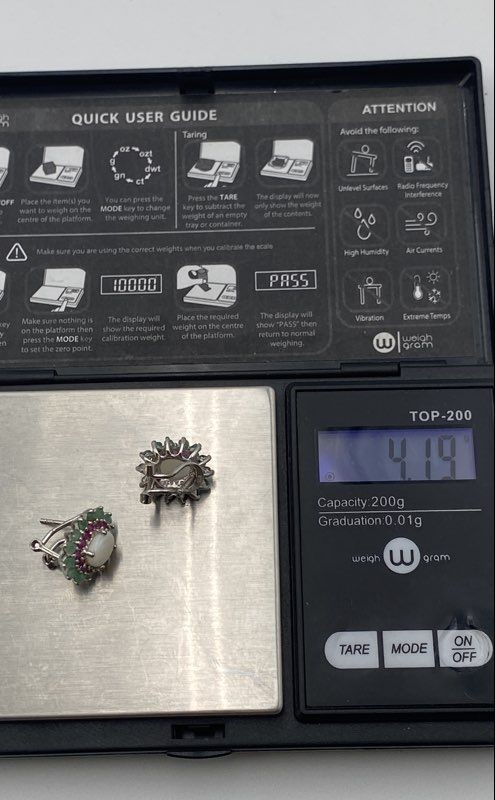 925 Sterling Silver Emerald And Ruby Stud Earring… - image 7