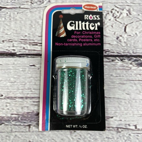 Vintage Ross Glitter Non-Tarnish Aluminum 3/4 oz Shaker Jar Emerald Green 1980 - Picture 2 of 5