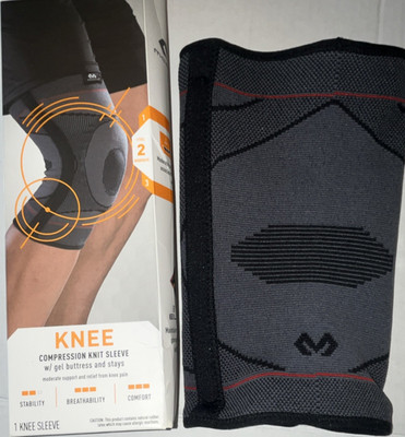 McDavid Knee Compression Sleeve Gel Buttress Stays Gray L/XL