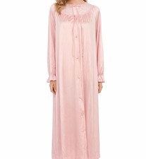 Vintage Vanity Fair Pink Nightgown Robe 100 Nylon Made In USA Lace Buttons 36