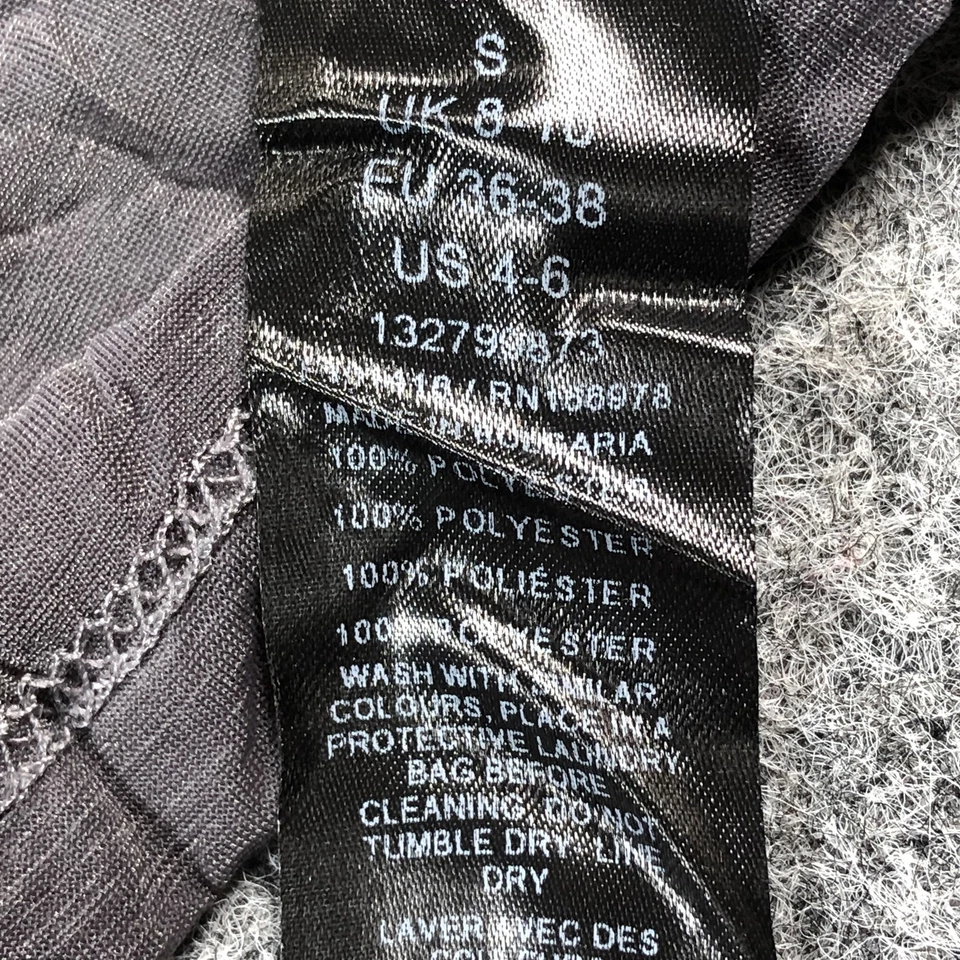 Topshop 衬衫女式小号灰色长袖透明纹理模拟领分层 — 第 3/4 张图片