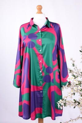 Bella Blue Lagenlook Boho Shirt Dress Amazing Plus Arty NEW! 46'' Bust S/M - B207