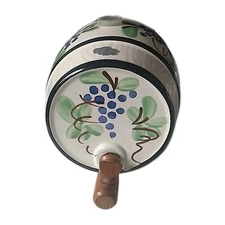 Vintage Enorm West Germany Liquor Wine Barrel Hand Painted Keg Grapes Ceramic 
